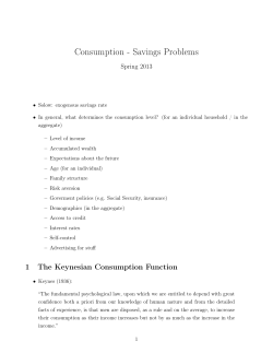 Consumption - Savings Problems