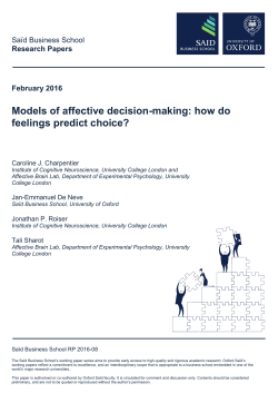 Models of affective decision-making: how do feelings