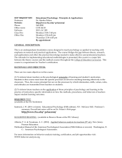 EDP 3004 Introduction to Educational Psychology
