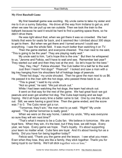 My First Baseball Game Realistic Fiction 5th-6th