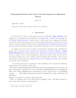 Experimental Facts that Led to the Development of Quantum Theory