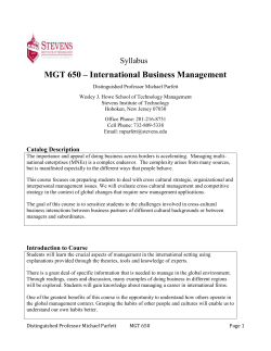 MGT 650 &ndash; International Business Management