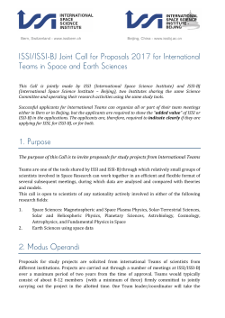 ISSI/ISSI-BJ Joint Call for Proposals 2017 for International Teams in