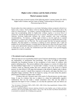 Higher‐Order Evidence and the Limits of Defeat