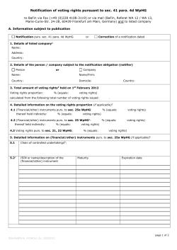 Mitteilung &uuml;ber Ver&auml;nderungen des Stimmrechtsanteils an