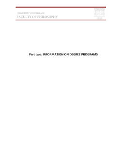 FACULTY OF PHILOSOPHY Part two: INFORMATION ON DEGREE