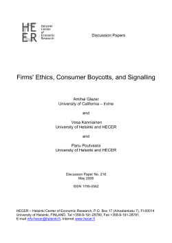 Firms` Ethics, Consumer Boycotts, and Signalling - E