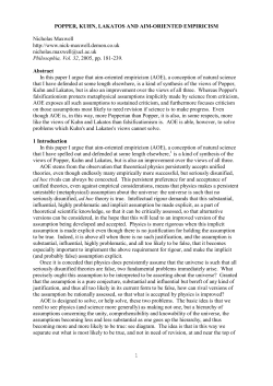 Popper, Kuhn, Lakatos and Aim