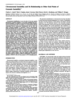 Chromosomal Instability and Its Relationship to Other End Points of