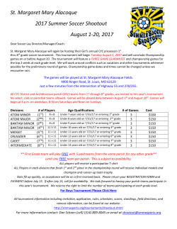 St. Margaret Mary Alacoque 2017 Summer Soccer Shootout August