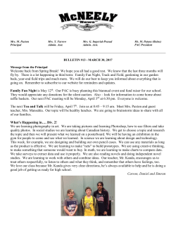 March 30th Newsletter - McNeely Elementary School