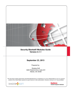 Security Blanket&reg; Modules Guide Version 4.1.1 - Shadow-Soft