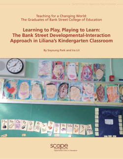 Learning to Play, Playing to Learn: The Bank Street Developmental
