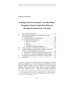 Is Religion the Environment`s Last Best Hope?