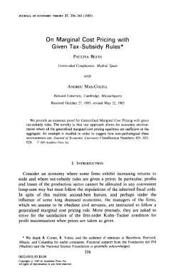 On Marginal Cost Pricing with Given Tax