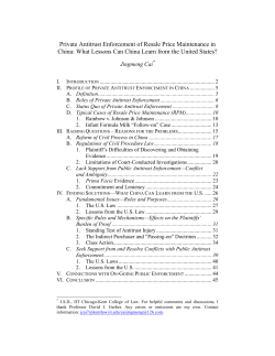 Private Antitrust Enforcement of Resale Price Maintenance in China