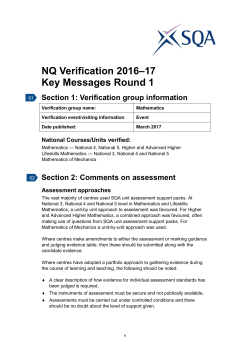 Mathematics Verification Key Messages Round 1