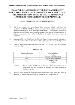 Example of a subordinated loan agreement for a firm which is an