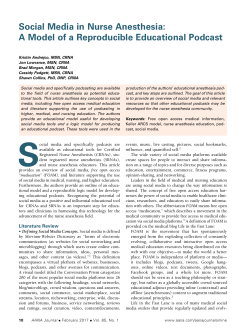 Social Media in Nurse Anesthesia - American Association of Nurse