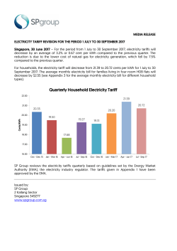 Media Release - Electricity Tariff Revision For The Period 1 July To