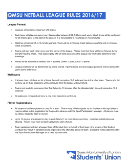 QMSU NETBALL LEAGUE RULES 2016/17