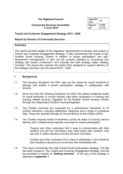 Tenant and Customer Engagement Strategy 2015