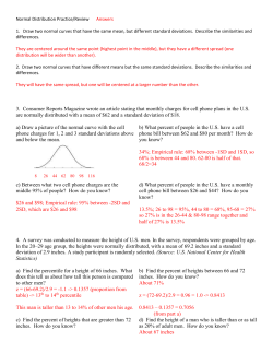 Normal Distribution Practice/Review Answers 1. Draw two normal