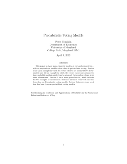 Probabilistic Voting Models - Stony Brook Center for Game Theory