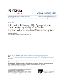 (IT) Appropriateness: The Contingency Theory of &ldquo;Fit&rdquo;