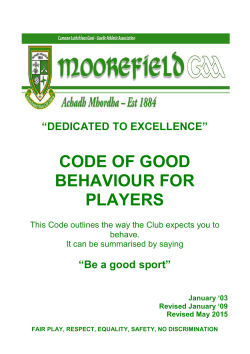 code of good behaviour for players