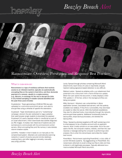 Ransomware: Overview, Prevention and Response Best Practices