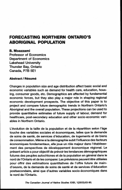 forecasting northern ontario`s aboriginal population