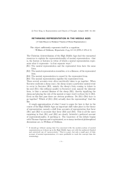 RETHINKING REPRESENTATION IN THE MIDDLE AGES The