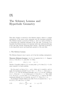 The Schwarz Lemma and Hyperbolic Geometry