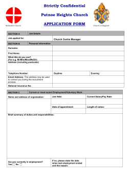 Application for Employment: Teaching Posts