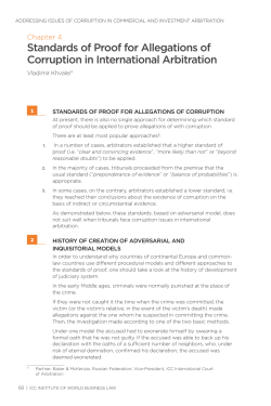 Standards of Proof for Allegations of Corruption in International