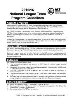 2015/16 National League Team Program Guidelines