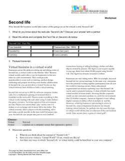 Second Life Worksheet - Pete Sharma Associates