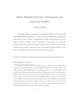 Money Demand Functions - University of Canterbury