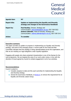 Update on implementing the Equality and Diversity strategy