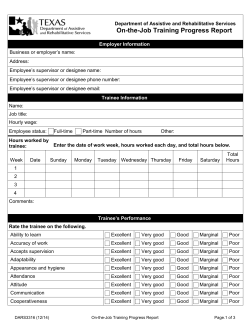 DARS3316, On the Job Training Progress Report
