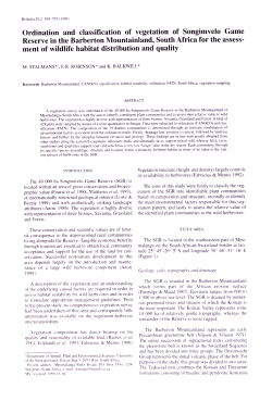 Ordination and classification of vegetation of Songimvelo Game