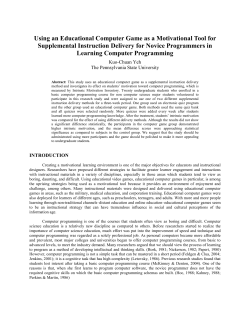 Using an Educational Computer Game as a