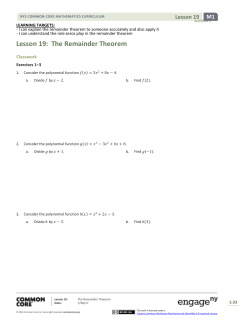 Lesson 19: The Remainder Theorem