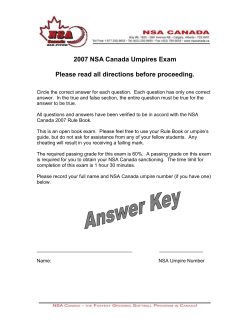 NSA Canada Umpires Exam