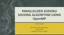 PARALLELIZED SUDOKU SOLVING ALGORITHM USING OpenMP