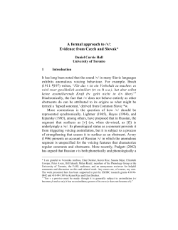 A formal approach to /v/: Evidence from Czech and Slovak*
