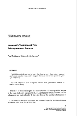 PROBABILITY THEORY Lagrange`s Theorem and Thin