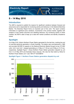 Electricity report 8 - 14 May 2016