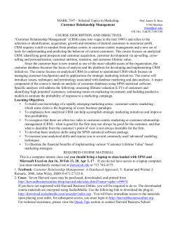 BA 422 Marketing Decision Models